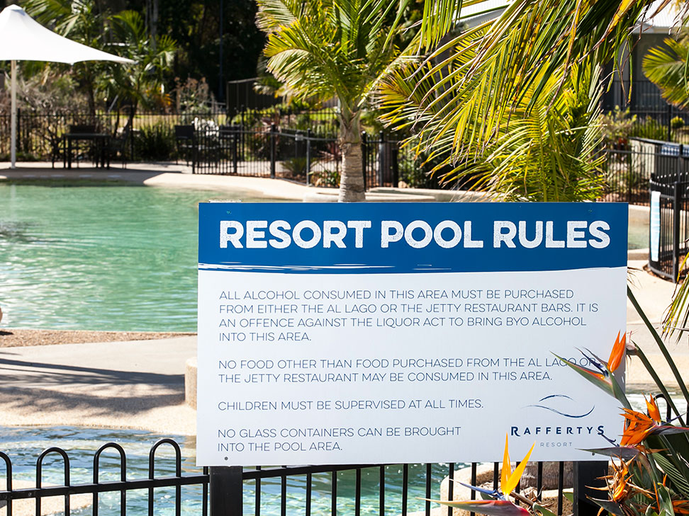 Raffertys Resort Pool Rules Sign