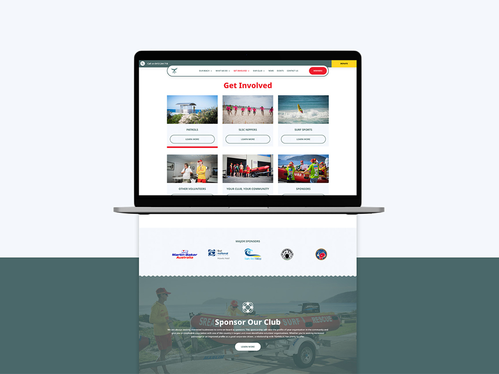 Website Design for Tea Gardens Hawks Nest SLSC